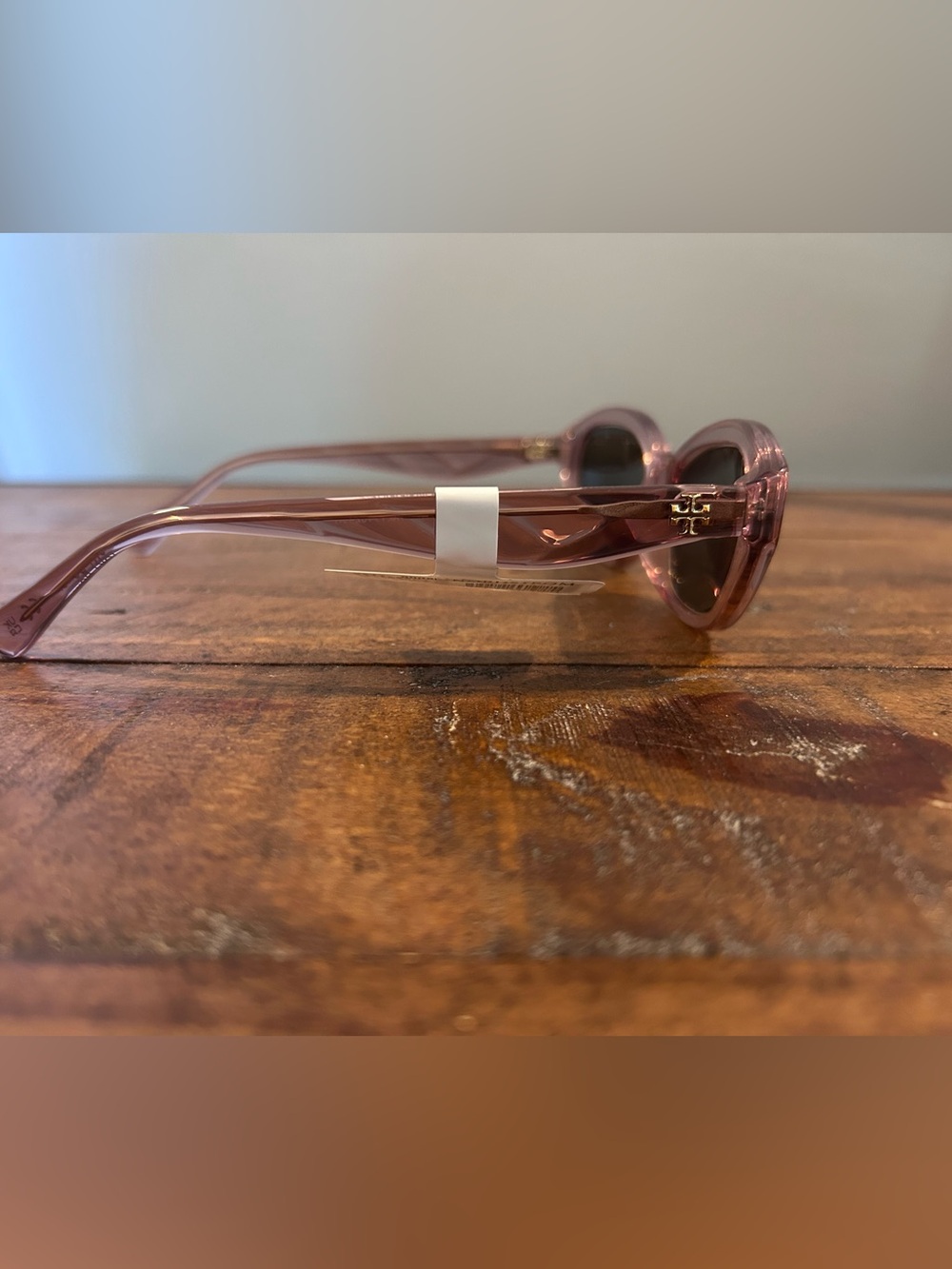 NWT Tory Burch Transparent Pink/Dark Brown 52mm Non Polarized Sunglasses w/Case. - Picture 5 of 6